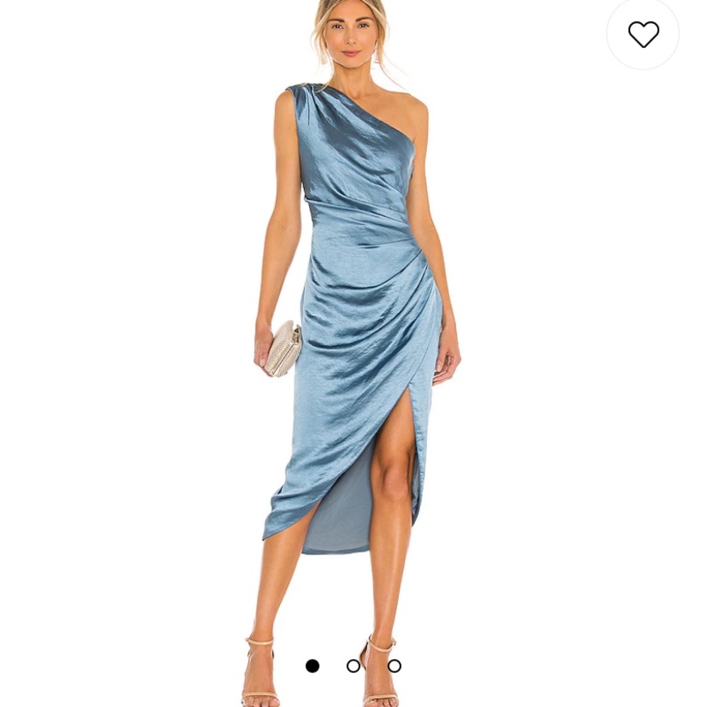 ELLIATT Cassini One Shoulder Satin Dress in Blue